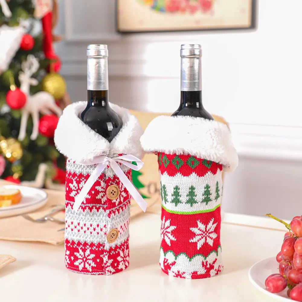 Christmas Wine Bottle Cover Merry Christmas Decorations For Home 2022 Christmas Ornament New Year 2023 Xmas Navidad Gifts