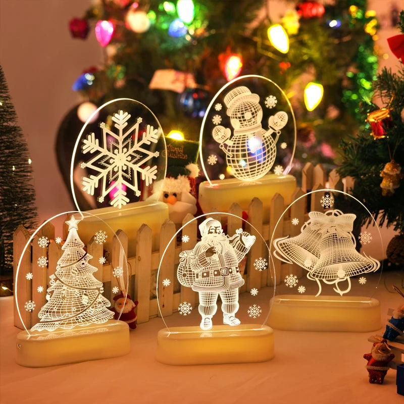 Merry Christmas Decoration for Home Garland LED Acrylic Night Lights Christmas Ornament Navidad Xmas Gift Happy New Year 2021