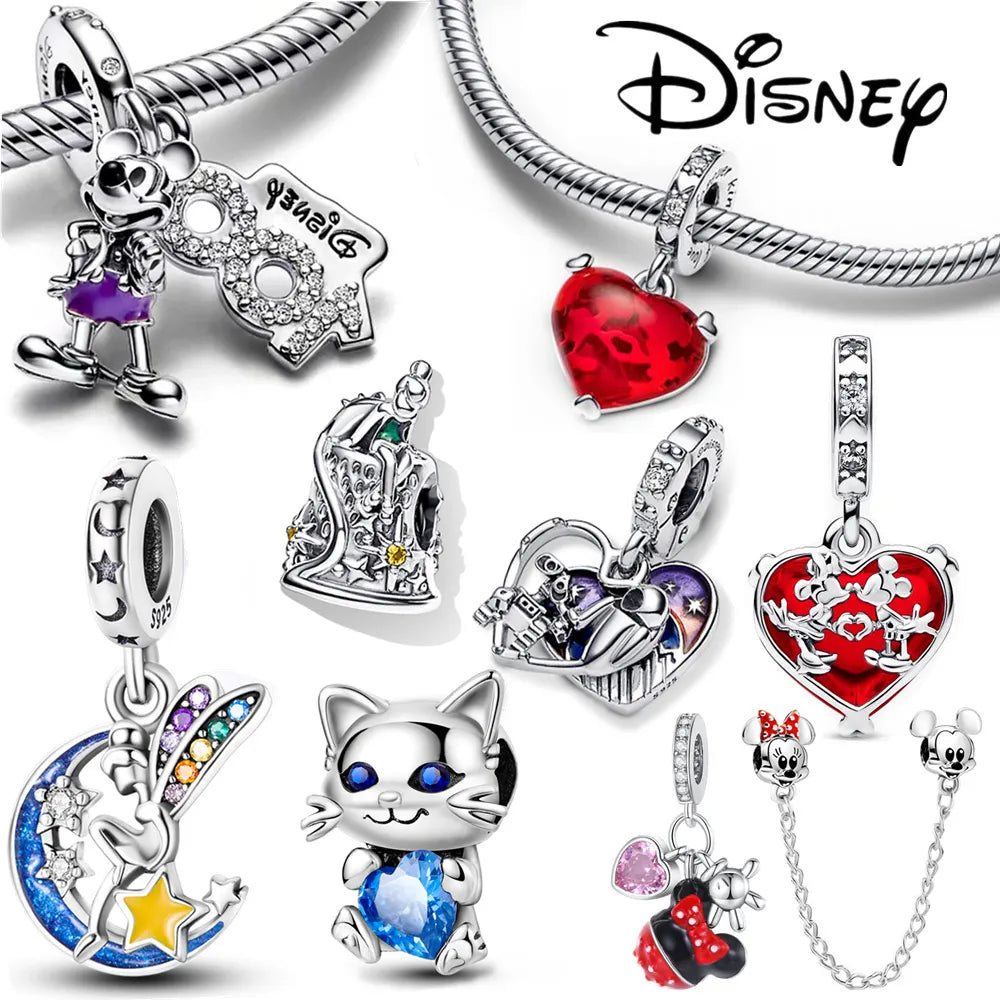 Disney Stitch Minnie Mouse Winnie Charms Dangle Fit Charms Silver 925 Original Bracelet Beads Charm for Pendant Jewelry Gift