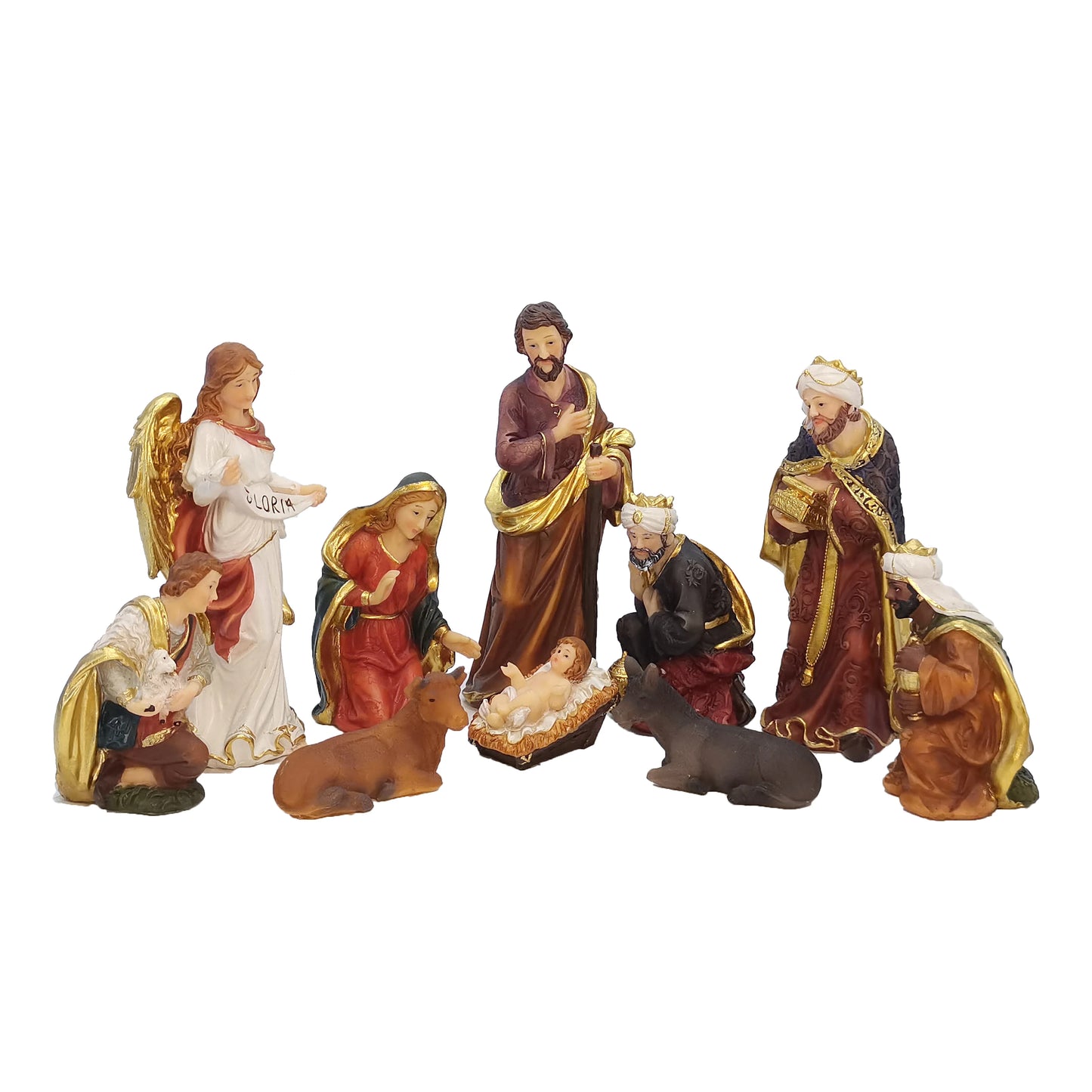 Christmas Decoration Nativity Scene Set Christmas Ornament Indoor Nativity Crib Manger Baby Jesus Statue Figurines Holiday Gift