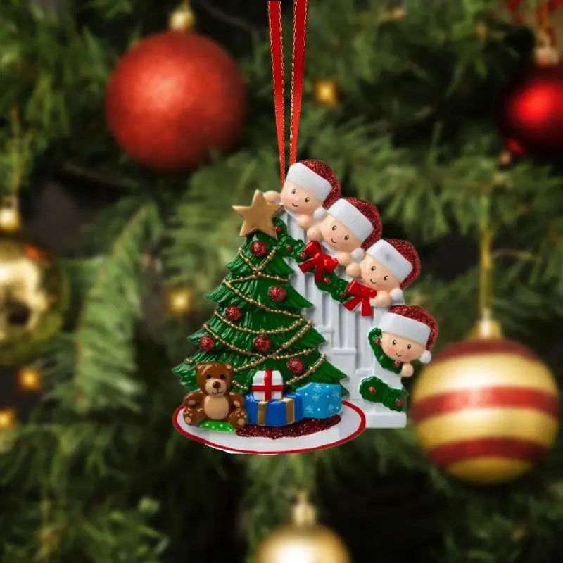 Personalized Christmas Ornament Christmas Pendant Family Resin Alloy Name Blessing Christmas Tree Ornament Pendant Christmas