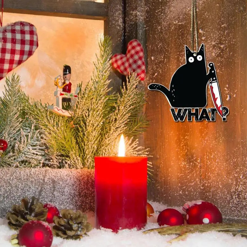 Adorable Kitten Christmas Ornament Dirt-resistant 2D Acrylic Cat Hanging Pendants Craft For Tree Door Window Cabinet Shelf 2022